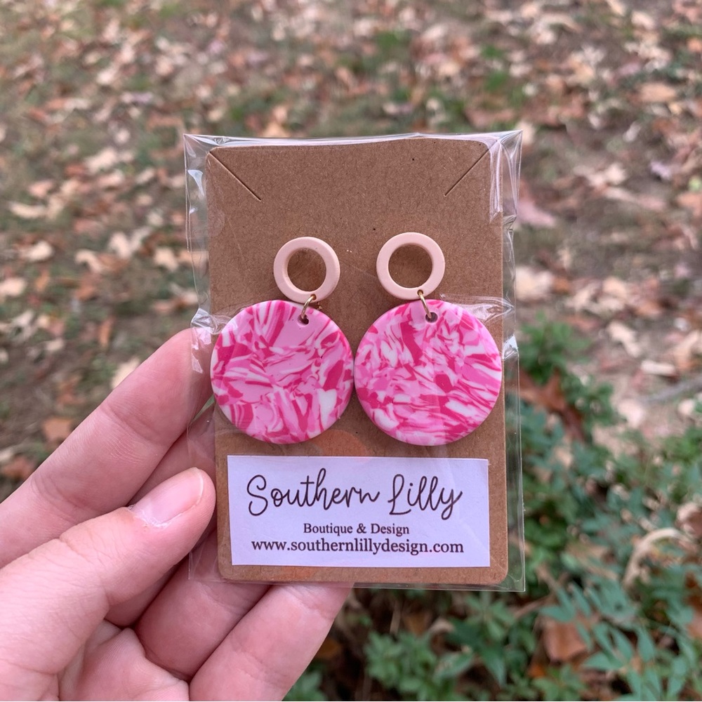 Pink Pattern Abstract Earrings